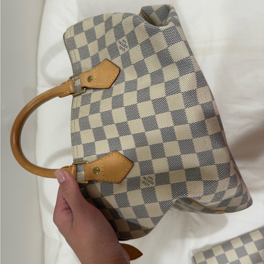 Louis Vuitton Tan and Gray Checkered Shoulder Bag